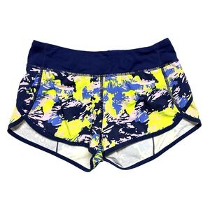 Ivivva by Lululemon Girls Shorts Size 12 Speedy Short Navy Neon Yellow Wild Camo